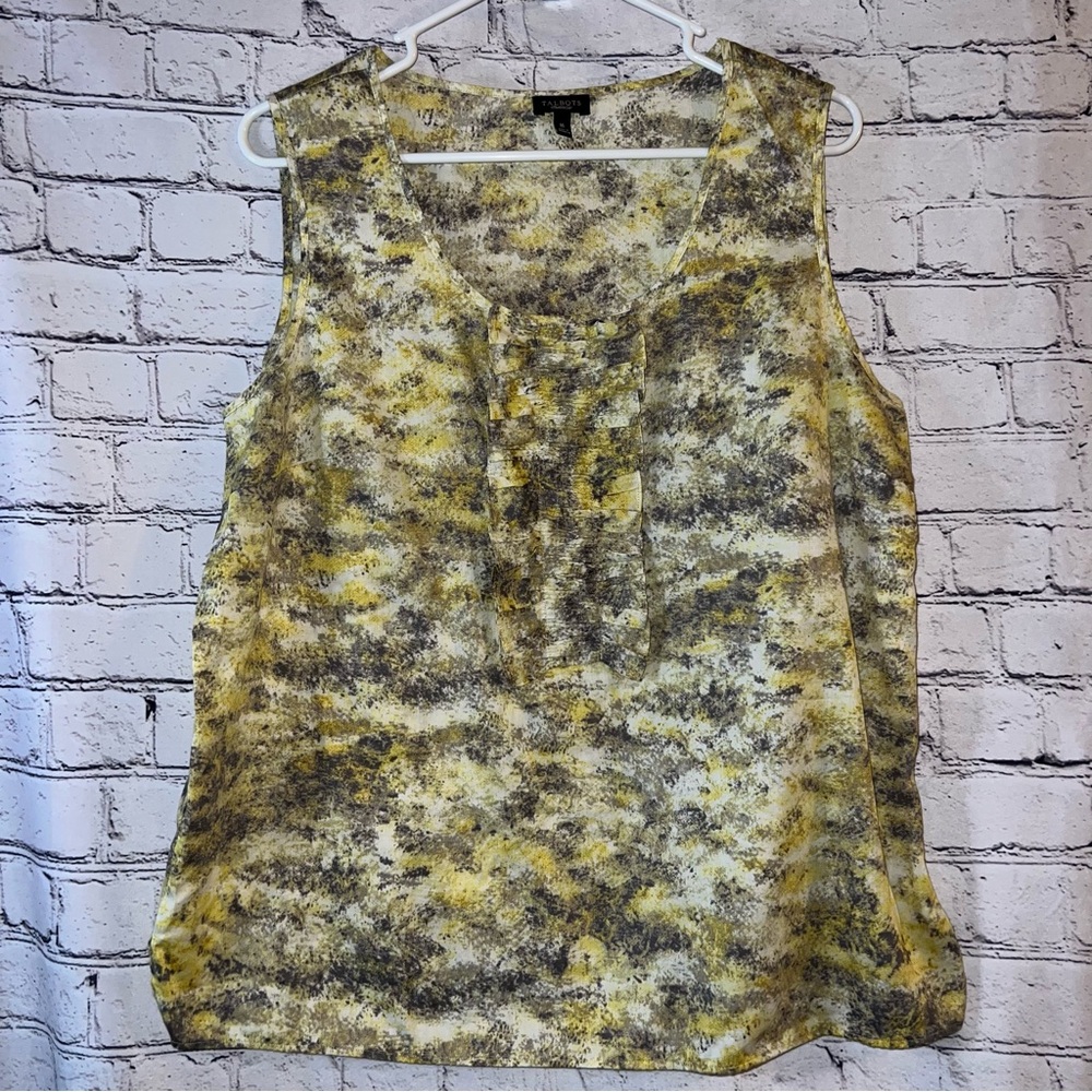Talbots Sleeveless Cotton Blouse with Ruffle Detail Side Zipper Size 16‎